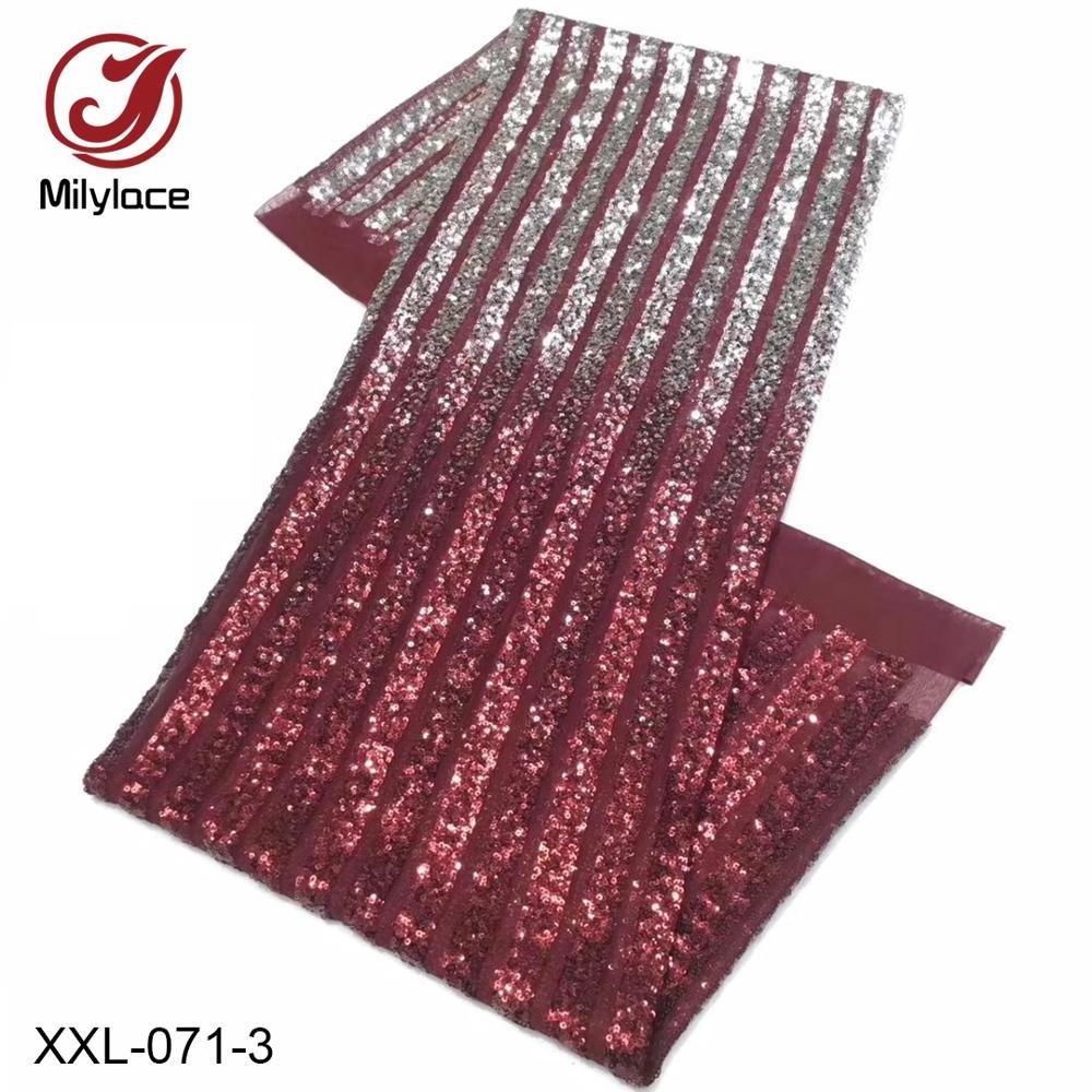 Fashion stripe gradient sequin lace tulle net lace sequin fabric