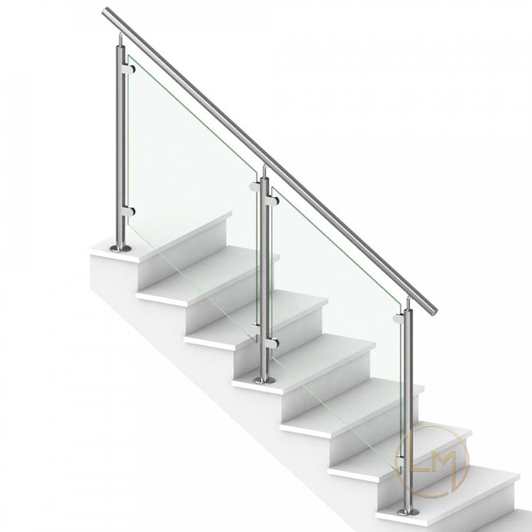 Perforated Metal Spigot Designed Stainless Inox Stair European External Frameless Glass Balustrade