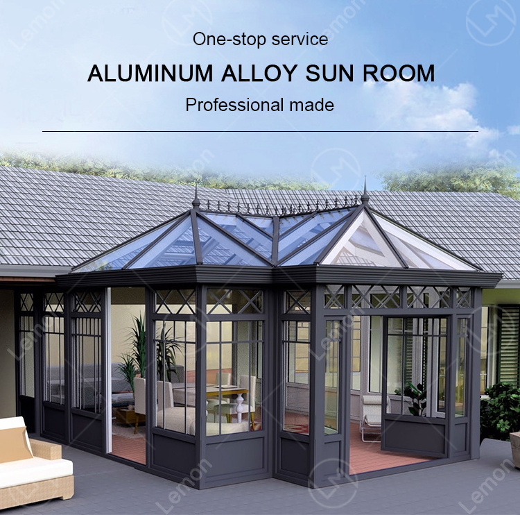 Custom All Year Greenhouse  Free Standing Modern Solarium Conservatory Aluminum Glass House Sun Room