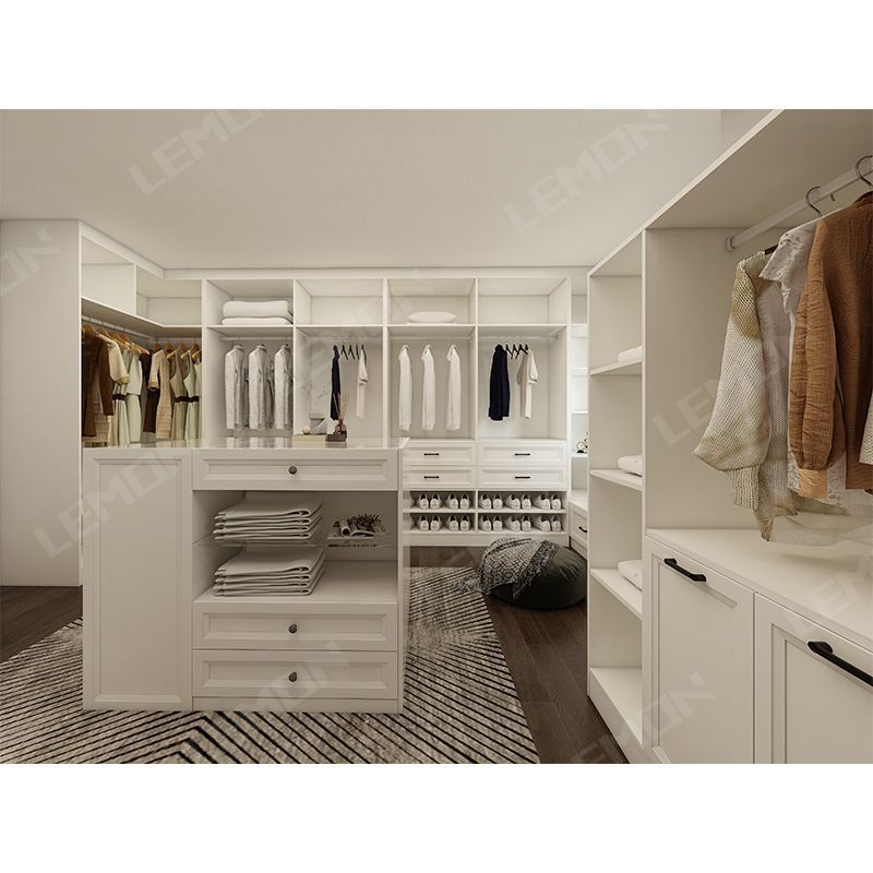 Modern Custom White L Shaped Customize Wooden Bedroom Closet Furniture Wardrobe Designs For Clothes Storage