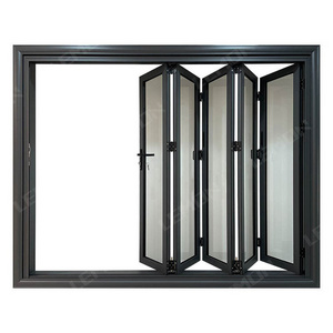 Hurricane Aluminum double Tempered Glass Bifold Window Impact Accordion Window for sale