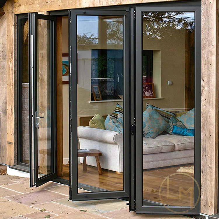 Pakistan Custom Low Price Bifold Fold Door Partition Exterior Bi Folding Door Folding Glass Door