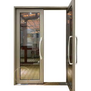 American Modern Restaurant Exterior Storefront Aluminum Frame Tempered Glass Front Commercial  Door