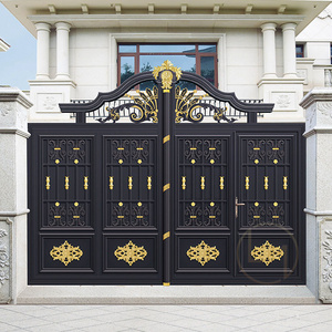 House Garden Entry Modern Black Custom Single Double Swing Metal Main Driveway Aluminum Gate