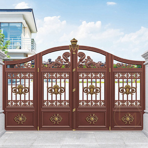 Residential Large Automatic Sliding Double Swing Metal Electric Main Aluminum Driveway Gate For Villa