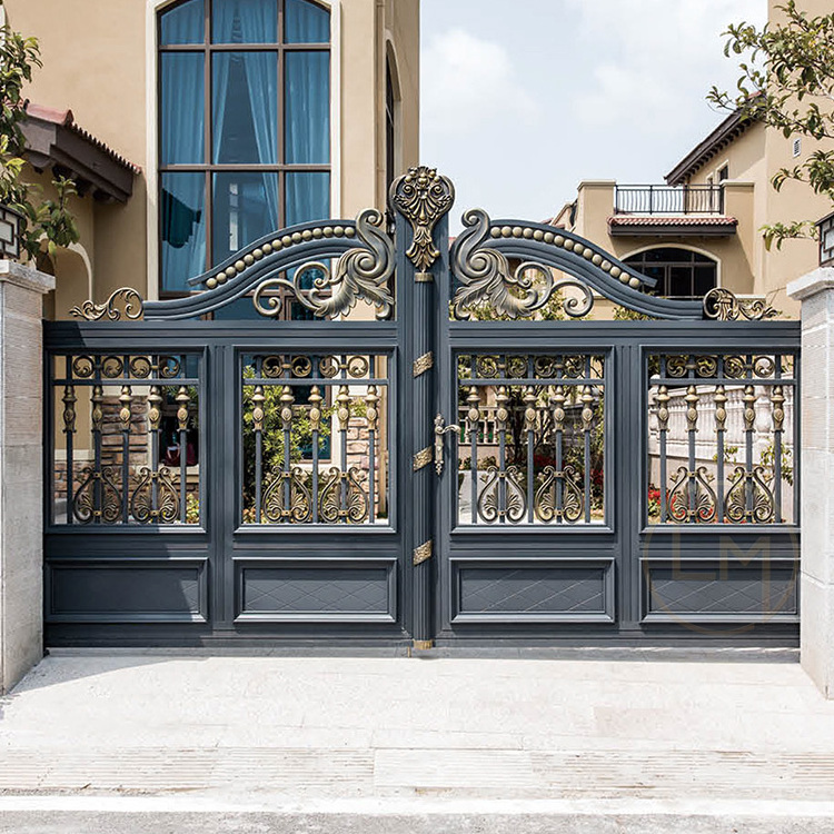 Residential Large Automatic Sliding Double Swing Metal Electric Main Aluminum Driveway Gate For Villa