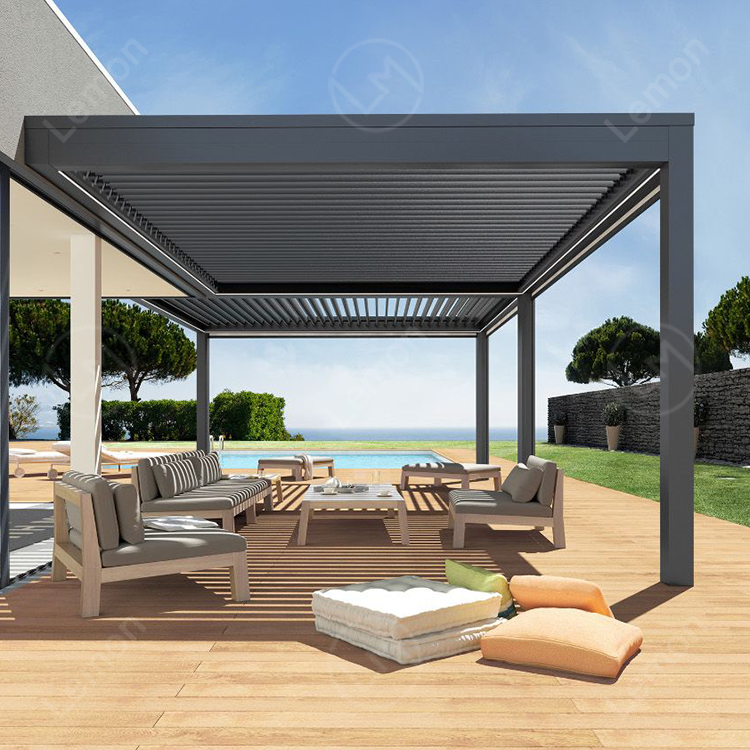 Bioclimatic Exterior Motorized Shutter Aluminium Pergola Manufacturers Canopy Gazebo Electric Louver Outdoor Aluminum Pergola