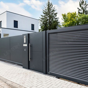 EUROPEAN AUTOMATIC ENTRY BLACK RESIDENTIAL DRIVEWAY MODERN PRIVATE LUXURY DOUBLE SWING DRIVEWAY GATE