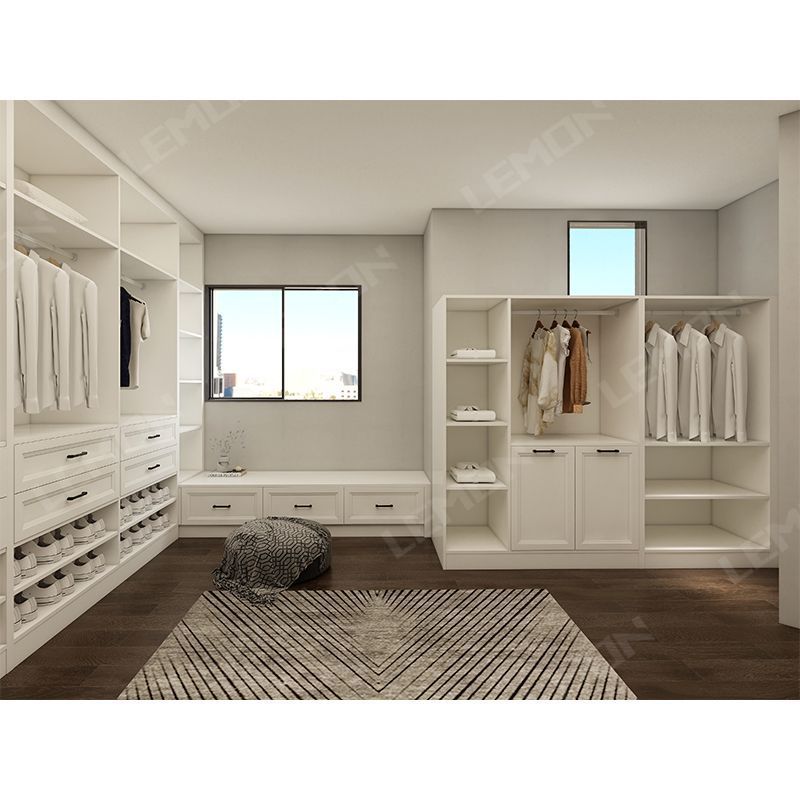 Modern Custom White L Shaped Customize Wooden Bedroom Closet Furniture Wardrobe Designs For Clothes Storage