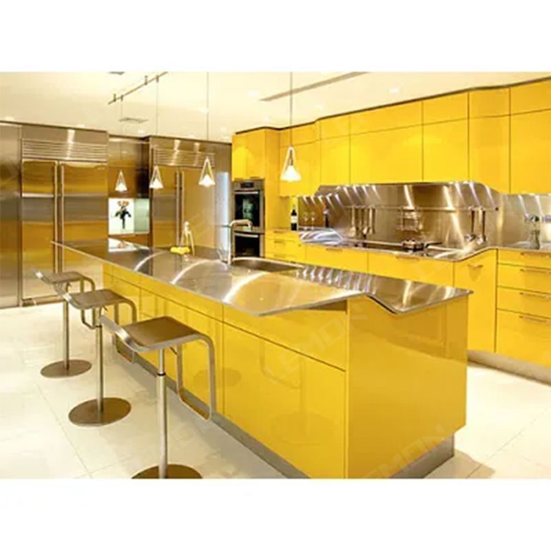 Contemporary Curved Shaped Ready to Assemble Lacquer Kitchen Cabinets with Island