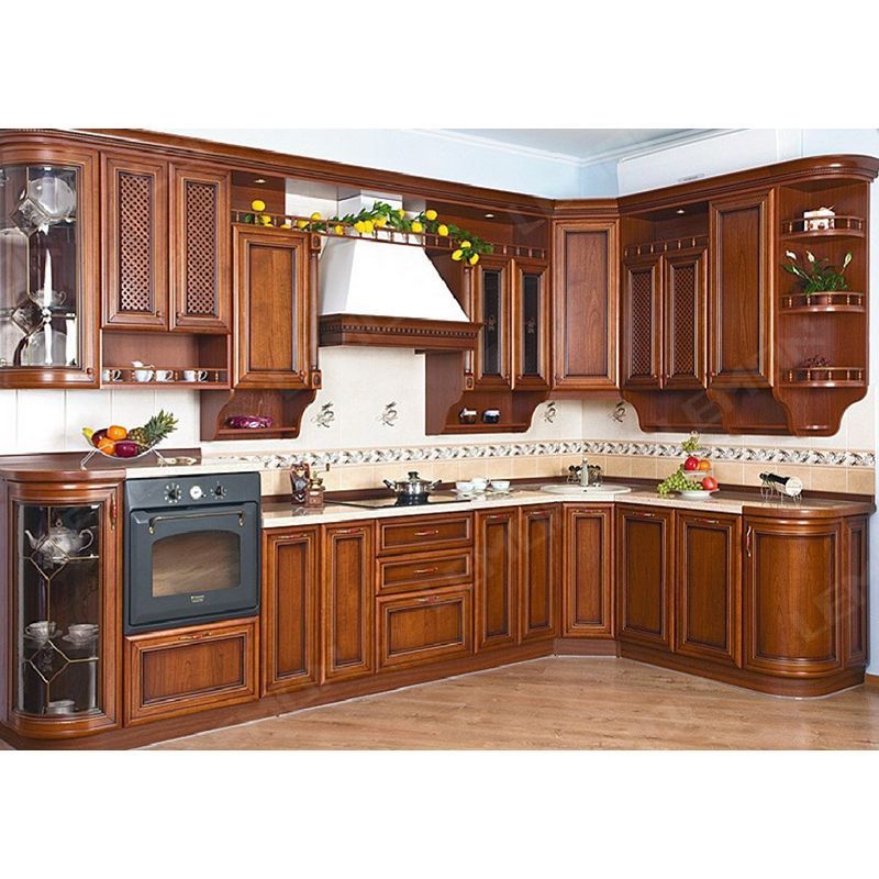 Free 3D customized high technical modular custom color simple design solid cherry maple wood kitchen cabinet