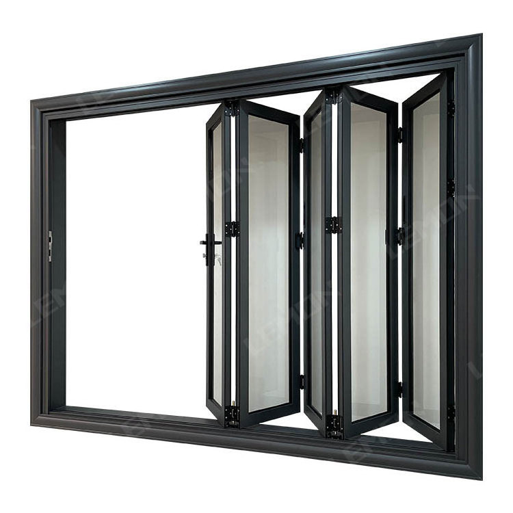 Hurricane Aluminum double Tempered Glass Bifold Window Impact Accordion Window for sale