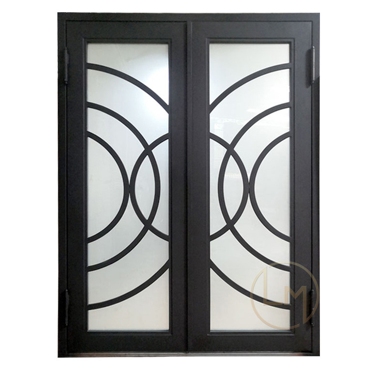 Portugal High Quality Security 72x96 Wrought Iron Front Door Double Entry Doors With Iron And Glass