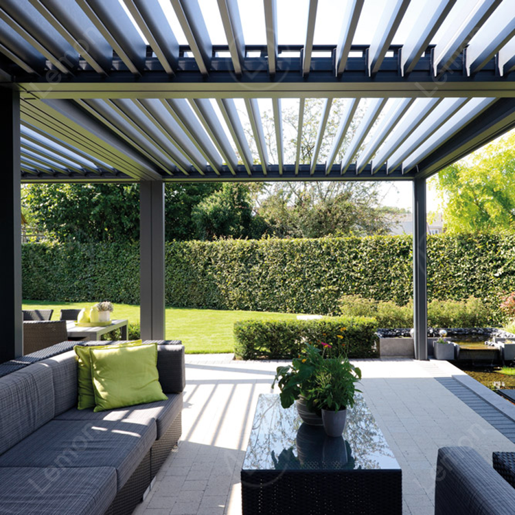 Italian-style waterproof shading bioclimatic Pergola with adjustable aluminum louvers