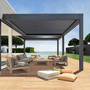 Italian-style waterproof shading bioclimatic Pergola with adjustable aluminum louvers