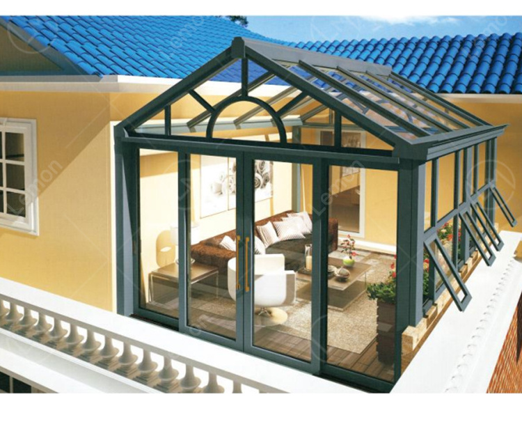 Custom All Year Greenhouse  Free Standing Modern Solarium Conservatory Aluminum Glass House Sun Room