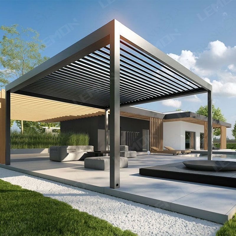 RESTAURANT GAZEBO LOUVERED PAVILION SLATS OUTDOOR WALL MOUNTED MOTORIZED PERGULA ALUMINUM PERGOLA