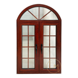 Antique Wood Grain Open Out Aluminum Frame Arched  Window Design For Sale