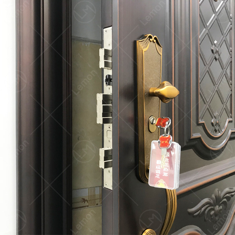 Top Modern Germany House 6 Panel 50mm Thickness Fireproof Iron Men Security Double Steel Door