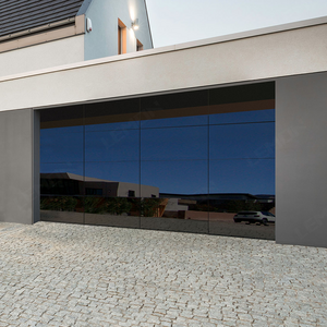 Residential Modern Cheap Electric Insulated Black Sectional Full View Mirrored Frameless Glass Garage Door