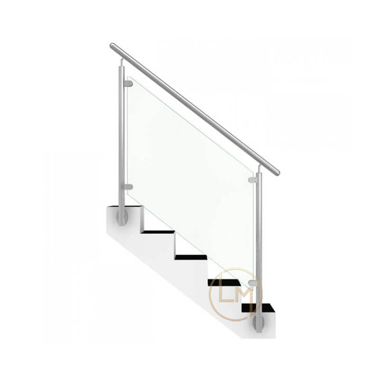 Perforated Metal Spigot Designed Stainless Inox Stair European External Frameless Glass Balustrade