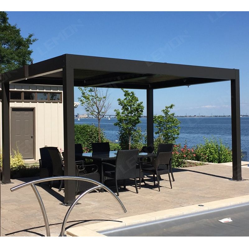 Strong Winds Pavilion 3x3 5x4 5x5 RGB Grey Bois Bioclimat Gazebos Pergola Bioclimatique Aluminium outdoor gazebo