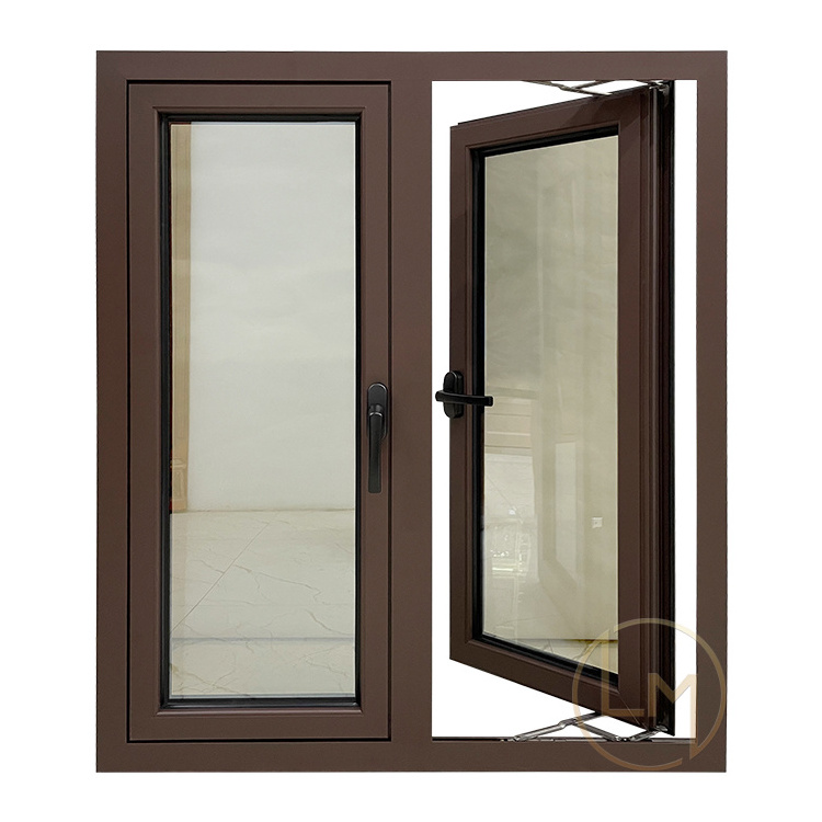 High Quality Hurricane Impact Tempered Glass Double Glazed aluminum windows Balcony Aluminum Casement Window