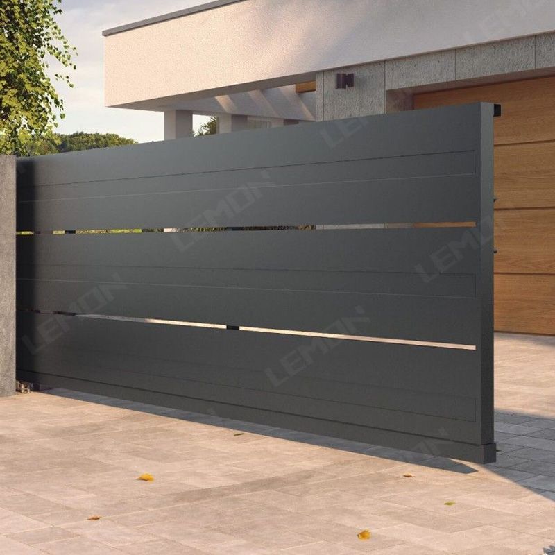 MODERN VILLA ENTRANCE AUTOMATIC DRIVEWAY ALUMINIUM HOME FRONT GATE DESIGN VILLA SLIDING FENCE LUXURY GATE