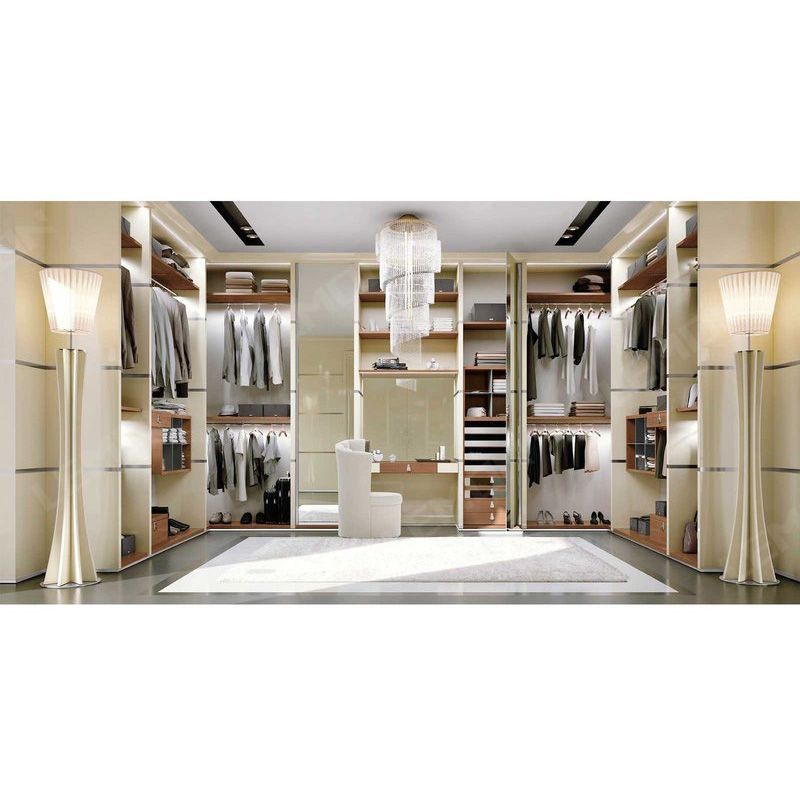 Home furniture modern design pvc melamine open walk-in wardrobe