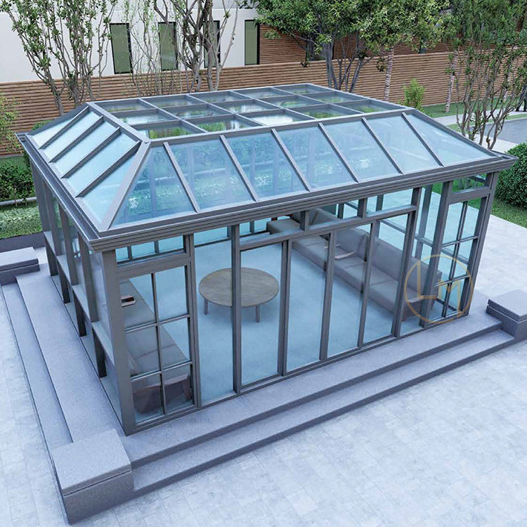 Custom All Year Greenhouse  Free Standing Modern Solarium Conservatory Aluminum Glass House Sun Room