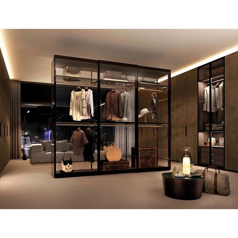 LEMON Aluminum Framed Glass Door Top Quality New Modern Home Customized Wardrobe Design For Dressing Room Walk In Close