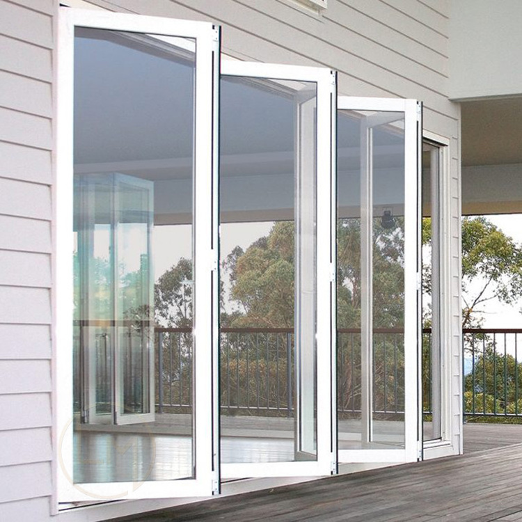 LEMON Simple White Style Folding Glass Bifold Patio Doors Folding Aluminum Bi-Fold Barn Door