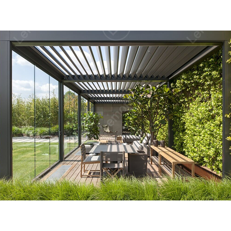 Italian-style waterproof shading bioclimatic Pergola with adjustable aluminum louvers