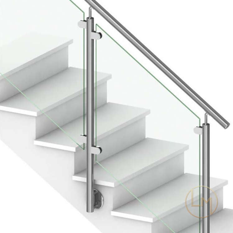 Perforated Metal Spigot Designed Stainless Inox Stair European External Frameless Glass Balustrade