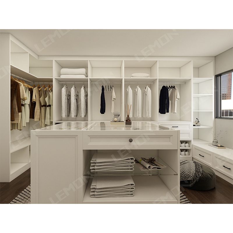 Modern Custom White L Shaped Customize Wooden Bedroom Closet Furniture Wardrobe Designs For Clothes Storage