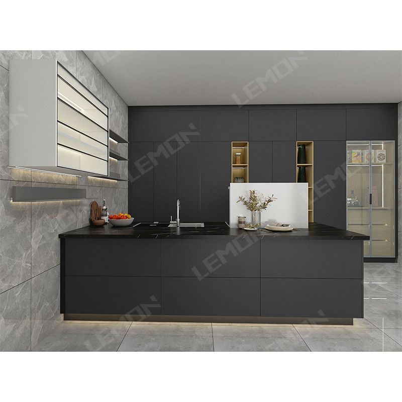 Suppliers Furniture Black Island Full Modern Luxury Moduler Kitchen Cupboard Designs