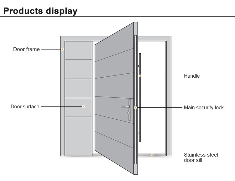 European Luxury House Front Modern Pivot Doors With Long Handle teak pivot door front entry doors