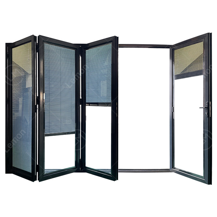 LEMON Factory Customized Bifold Aluminium Folding Doors Patio Folding Glass Bifold Patio Folding Glass Bifold Barn Door