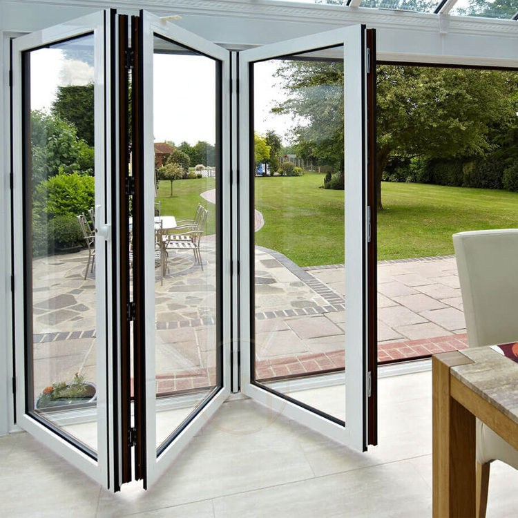 LEMON Simple White Style Folding Glass Bifold Patio Doors Folding Aluminum Bi-Fold Barn Door