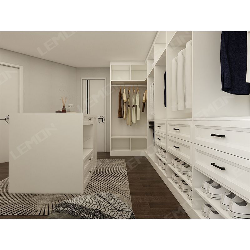 Modern Custom White L Shaped Customize Wooden Bedroom Closet Furniture Wardrobe Designs For Clothes Storage