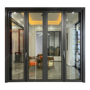 American Standard Double Glazed Aluminium Alloy Bi Folding Door With Sliding Screen Design