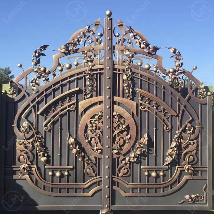 Villa Luxury Custom Security Entrance Sliding Driveway Aluminum Gates Wrought Iron Main Gate Design