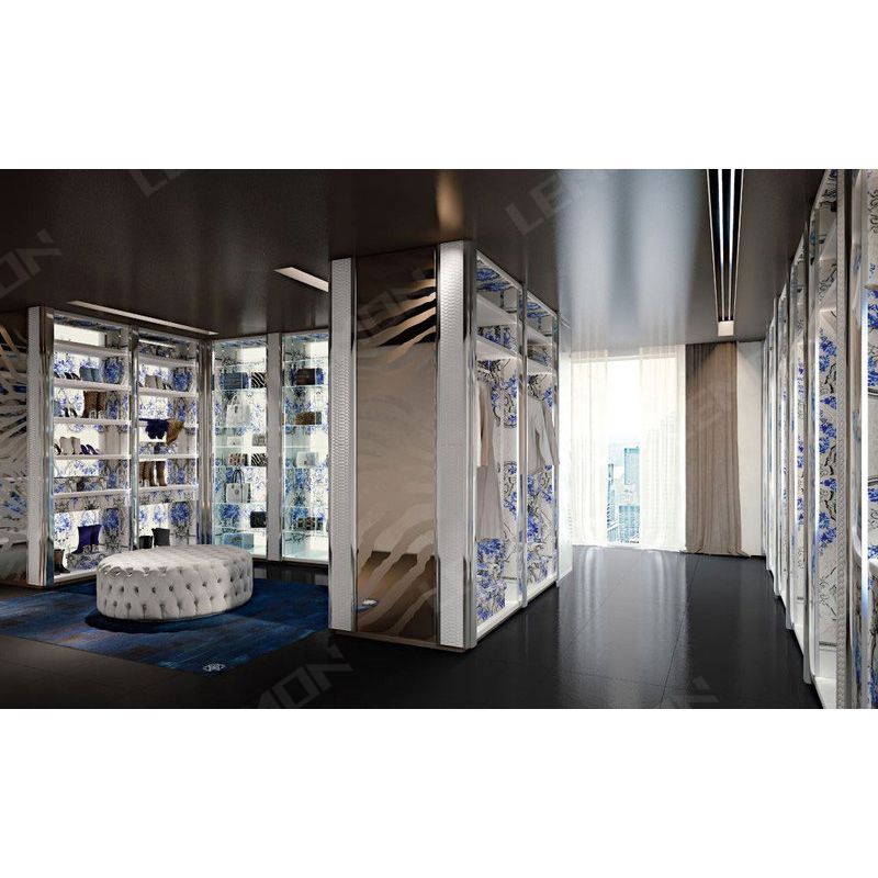 Modern Luxury Sliding Door Closet Gloss Style wardrobe metal wardrobe