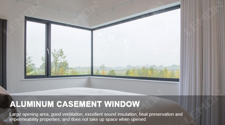 High Quality Hurricane Impact Tempered Glass Double Glazed aluminum windows Balcony Aluminum Casement Window