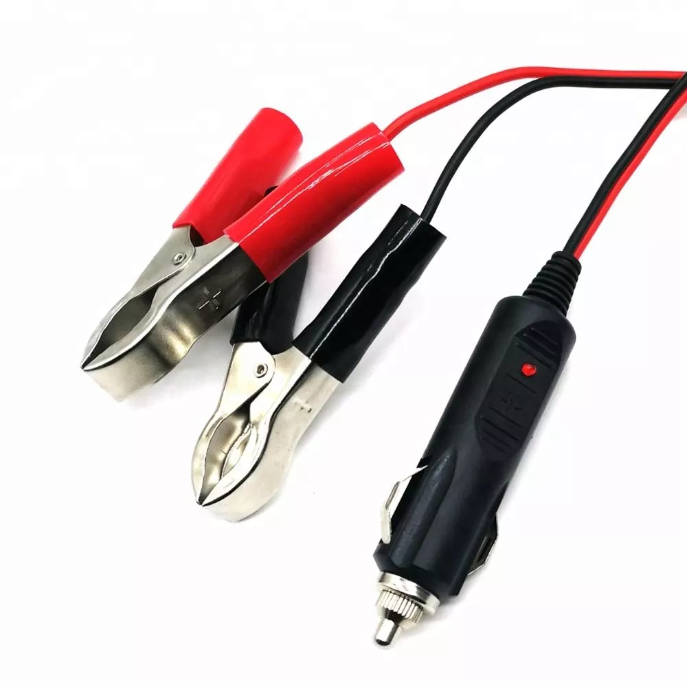 Alligator Clip to Car Cigarette Lighter Cable 12V Male Cigarette Lighter 14 Gauge