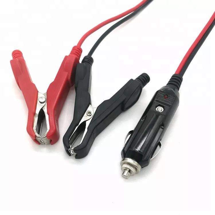 Alligator Clip to Car Cigarette Lighter Cable 12V Male Cigarette Lighter 14 Gauge