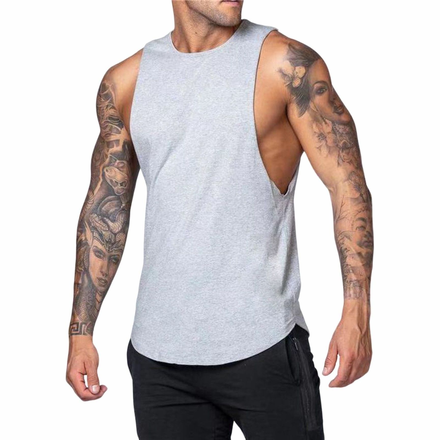 Custom Logo Black Tank Top Fitness Wear Men Eco Friendly Bamboo Tee Shirts Workout Clothing Plus Size Sport Gym Men's Vests