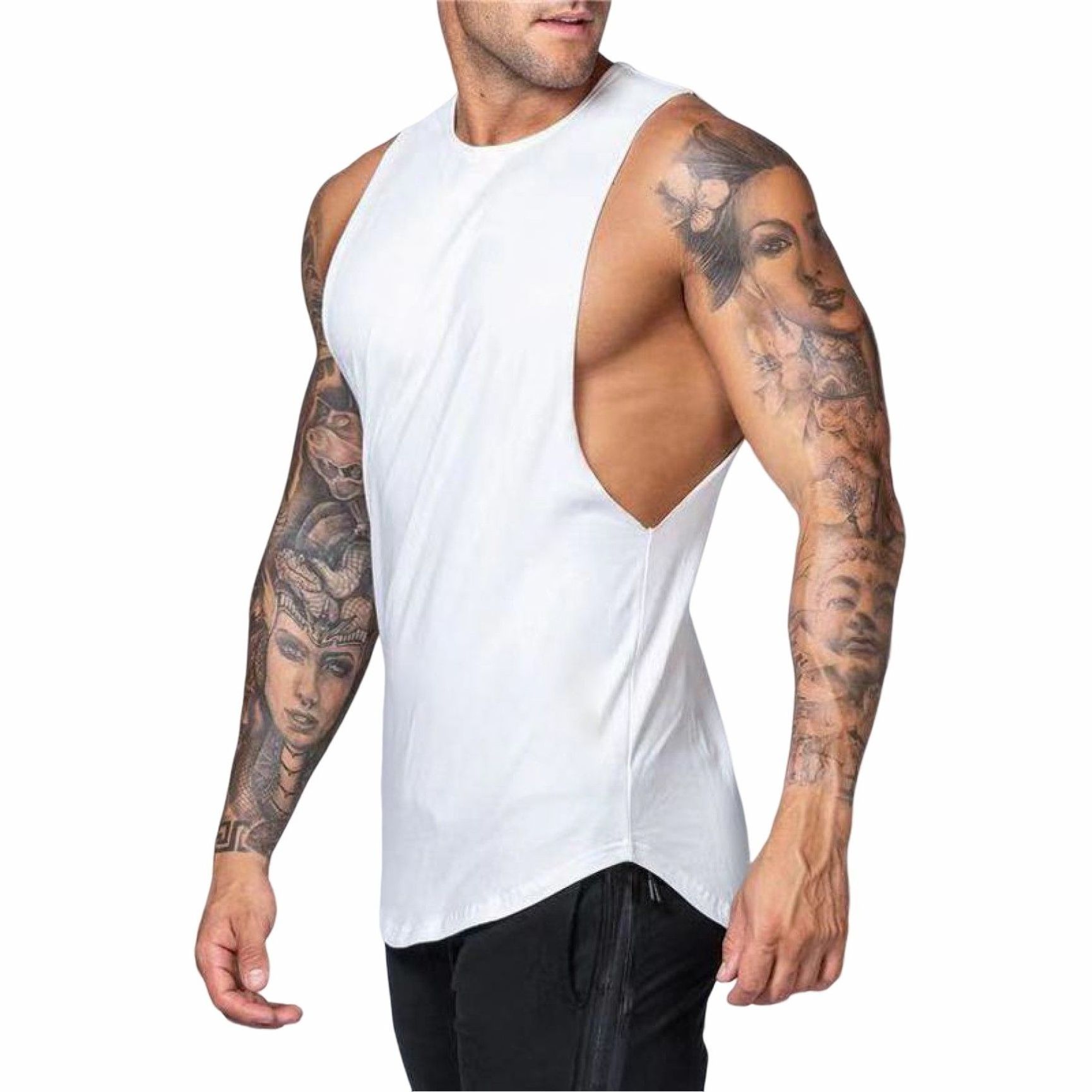 Custom Logo Black Tank Top Fitness Wear Men Eco Friendly Bamboo Tee Shirts Workout Clothing Plus Size Sport Gym Men's Vests