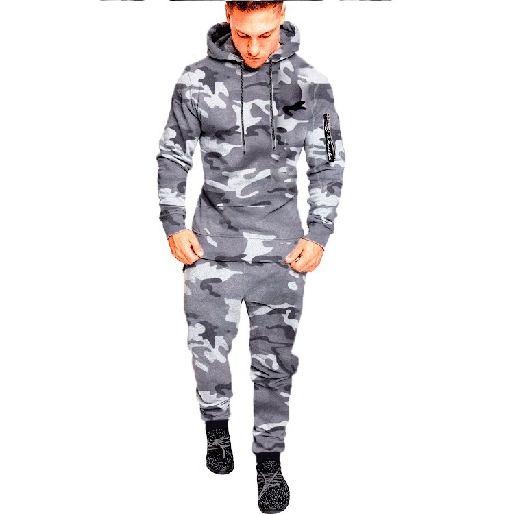 Training & Jogging Hoodies Sweatsuit 2 Piece Sports Gym Mens Camo Fashion Outdoor Hiking Tactical Cargo Tracksuits