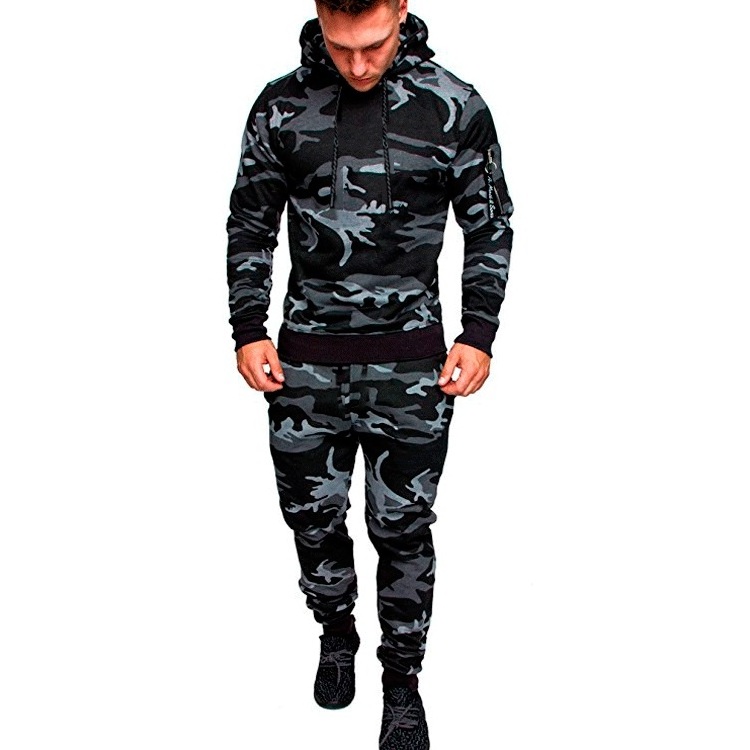 Training & Jogging Hoodies Sweatsuit 2 Piece Sports Gym Mens Camo Fashion Outdoor Hiking Tactical Cargo Tracksuits